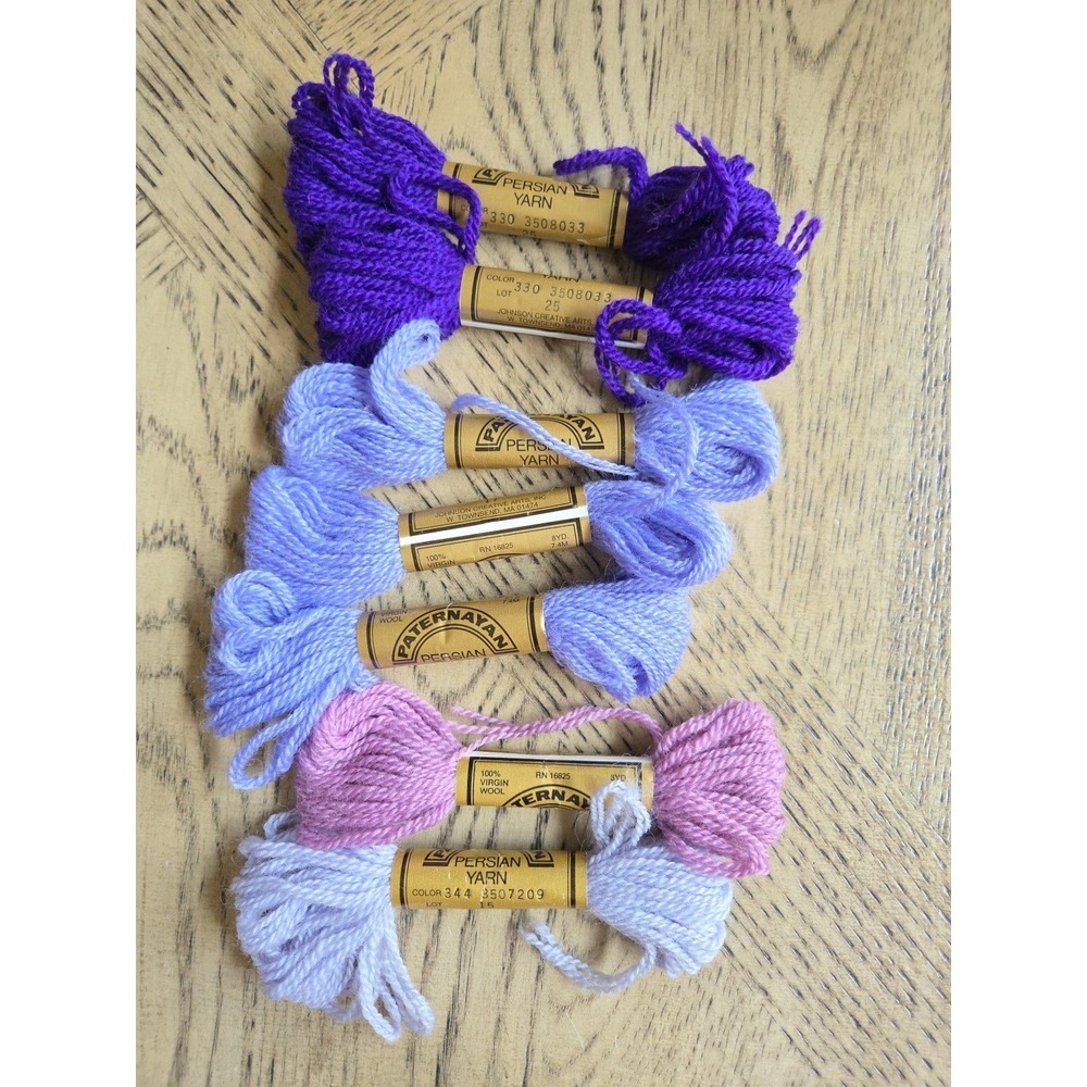 Paternayan Yarn Persian 100% Virgin Wool Yarn Lot New Needlepoint Purple 8yds
